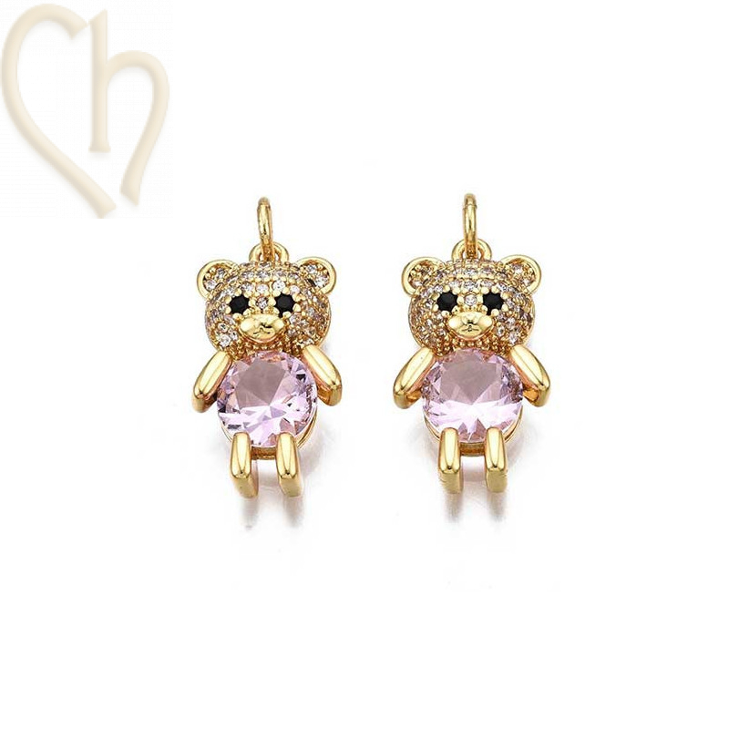 Charms Gold Plated nounours 19mm avec pierre