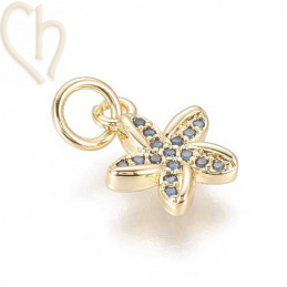 Charms Gold Plated fleur 12mm avec pierre blue