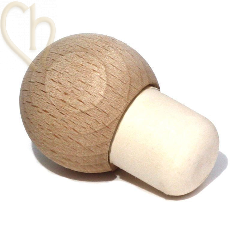 Bouchon de bouteille diametre 19mm avec boule en bois 33mm