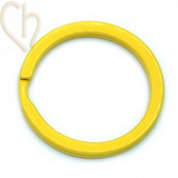 Double anneau plat acier 28mm pour porte clé Jaune