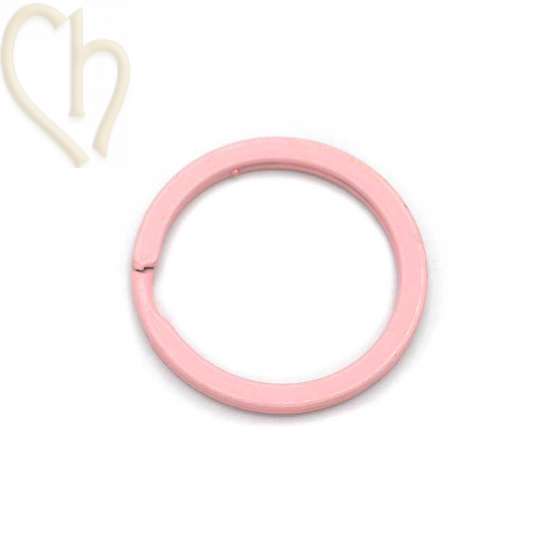 dubbele ring plat staal 30 mm voor sleutelhanger Roze