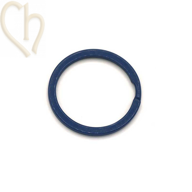 dubbele ring plat staal 30 mm voor sleutelhanger Marineblauw