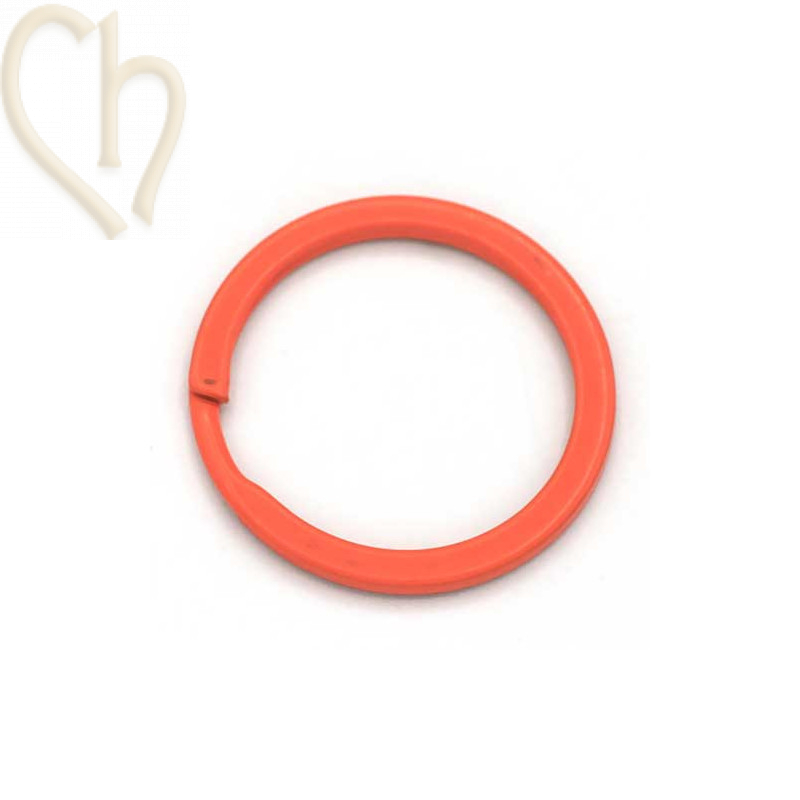 dubbele ring plat staal 30 mm voor sleutelhanger Oranje