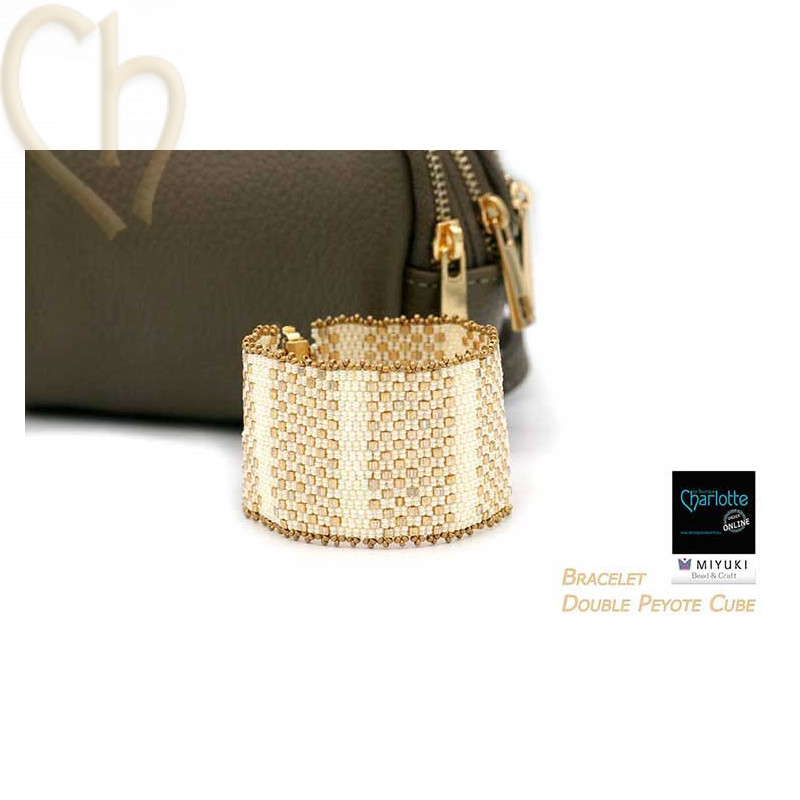 Kit bracelet Double Peyote Cube en Ivory Gold