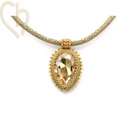 Kit pendentif "Coeur" avec Crystal Pear 30mm Golden Shadow Cactus