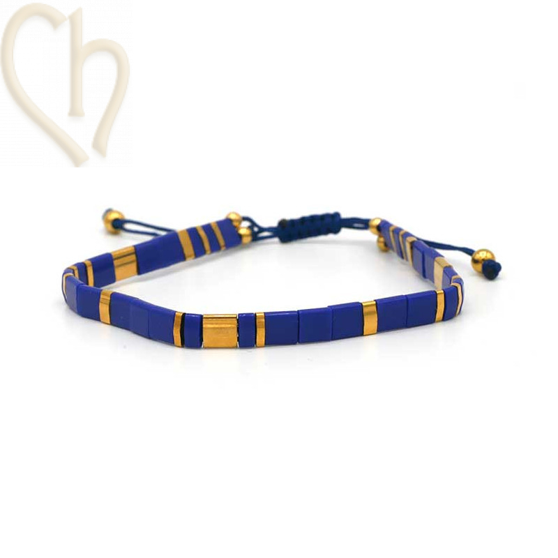 Armbandje met Miyuki kralen Tila Navy Gold