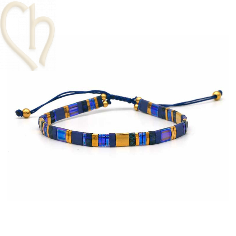 Kit bracelet with Miyuki Tila Cobalt Gold