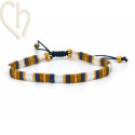 Armbandje met Miyuki kralen Tila Mustard Ivory Blue