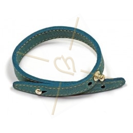 bracelet cuir 25cm. turquoise