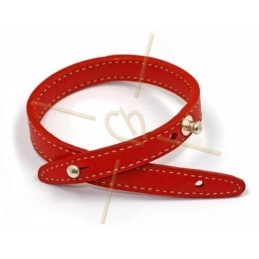 bracelet cuir 25cm. rouge