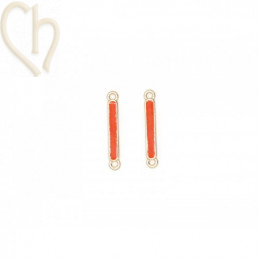 Intercalaire metal emaille 22x3mm Gold plated - Orange