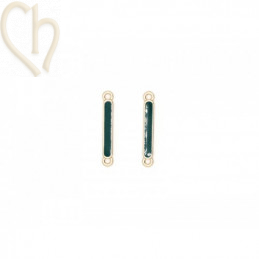 Spacer square metal with enamel 22x3mm Gold Plated - Petrol Green