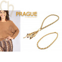 Necklace "Prague" with glass beads 3x2mm and Seedbeads - Beige Gold