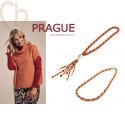 Halsketting "Prague" met glaskralen 3x2mm en Rocailles - FIRE