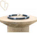 Kit armbandje ByElle met Superduo kralen - Denim Blue Silver