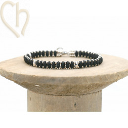 Kit bracelet ByElle met Superduo kralen - Jet Silver