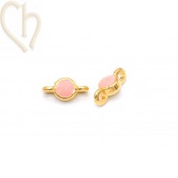 Intercalaire rond 5mm Gold Plated avec email Rose
