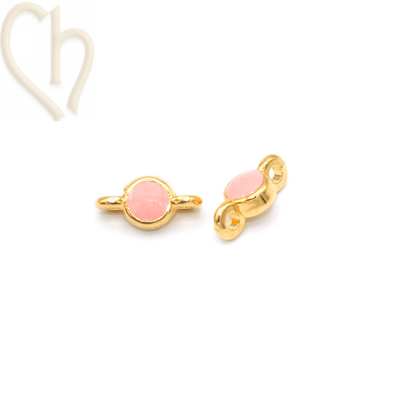 Intercalaire rond 5mm Gold Plated avec email Rose