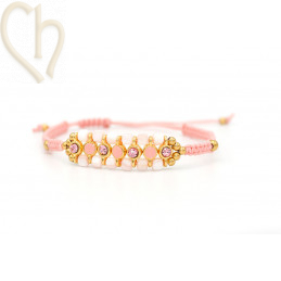 Kit van macramé armbandje met emaille connectors en strass PP24 Roze