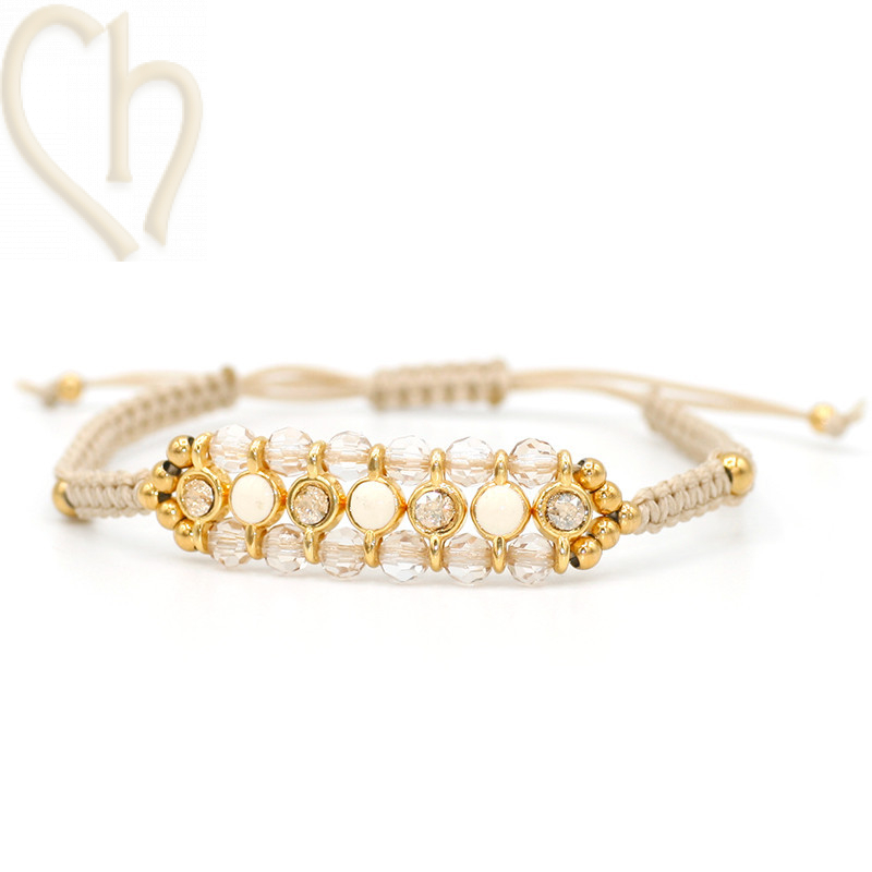 Kit de bracelet macramé avec intercallaire emaillé et strass PP24 Golden Shadow