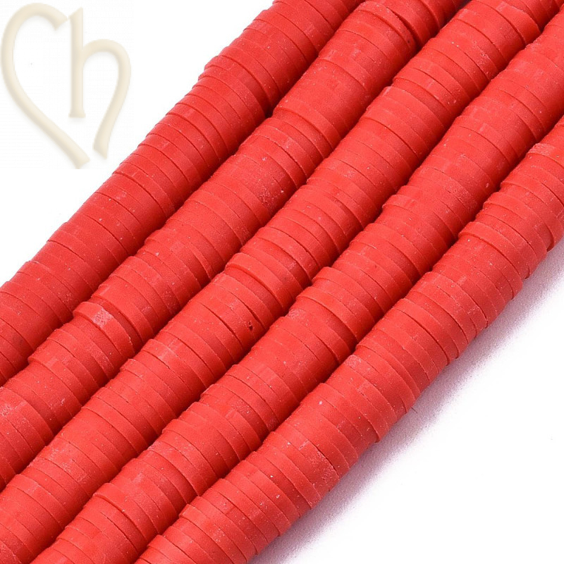 Heishi rondellen 6mm Rood String 40 cm