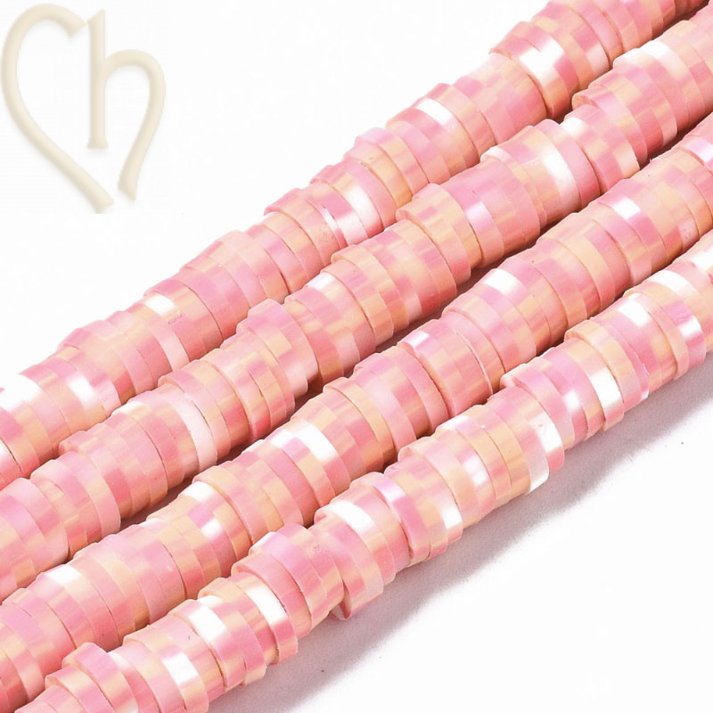 Rondelles Heishi 6mm Blanc Rose par Fil 40cm