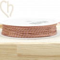 Bobinne 10m fil polyester pour macramé 0,8mm avec mix Goldfil - Rose