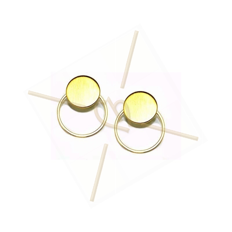 earrings disk 15mm with ring 22mm gold