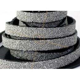 leder plat 10mm caviar silver