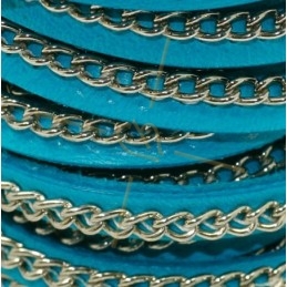 cuir 5mm turquoise avec chaine