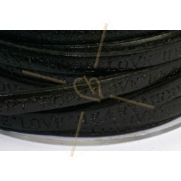 leather flat 5mm inscripted black