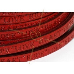 leather flat 5mm inscripted red