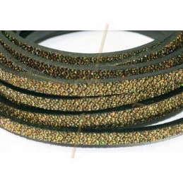 leder plat 5mm glitter effect goud