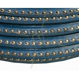 leather flat 5mm with metal ball Turquoise dark