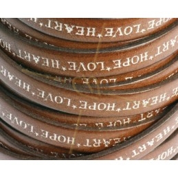 cuir plat 10mm avec inscription brun