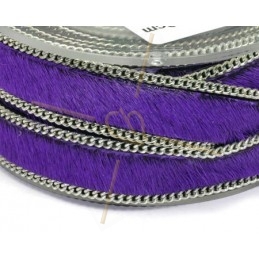 leder plat 10mm met ketting violet