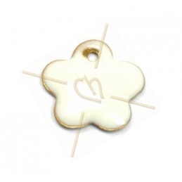 pendentif fleur emaille 16mm blanc