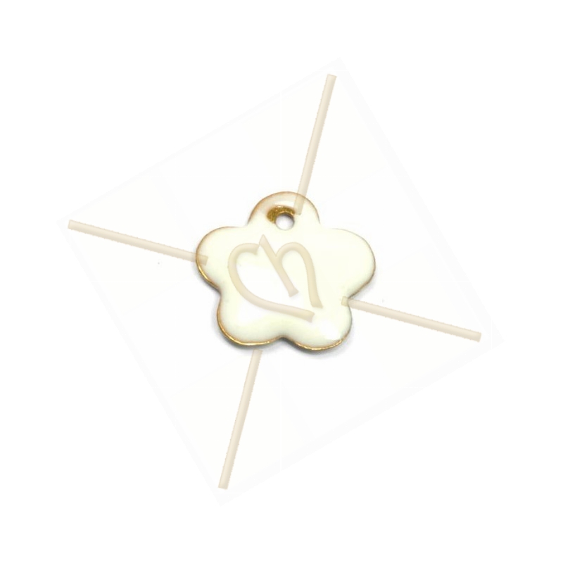 pendentif fleur emaille 16mm blanc