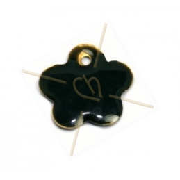 pendentif fleur emaille 16mm noir
