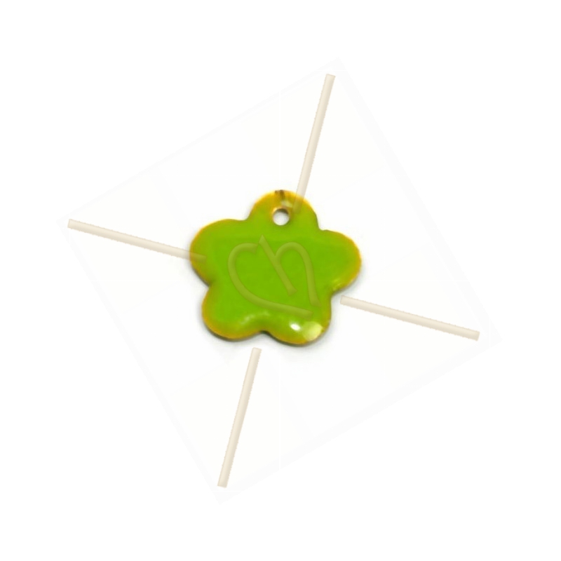 pendant flower enamel 16mm light green