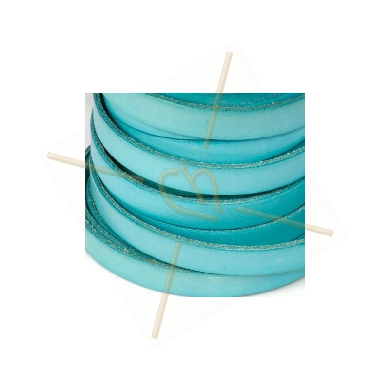 leather flat 10mm light turquoise