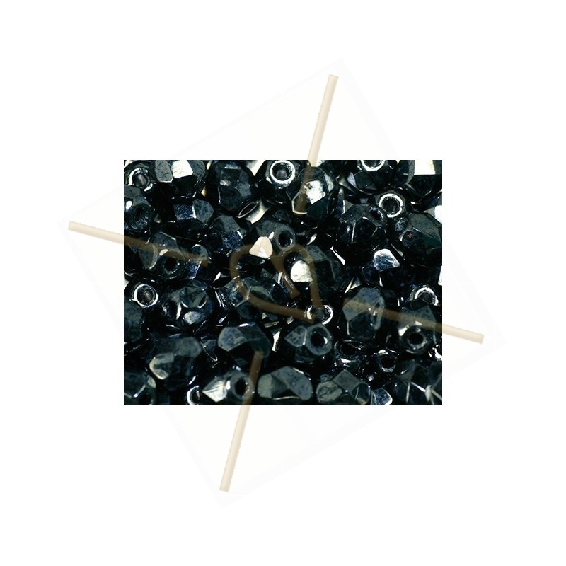 Fire Polished beads 4mm  Jet Hematite