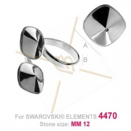 ring regelbaar zilver .925 voor Swarovski 4470 12*12mm steen