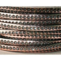 flat leather 5mm Rose Gold/black with strass