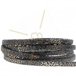 leder leopard metal versterkt 5mm zwart gold