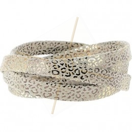 leather leopard metal style 5mm cream gold