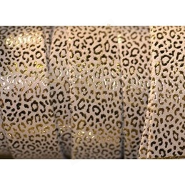 leather flat 20mm leopard metal cream gold
