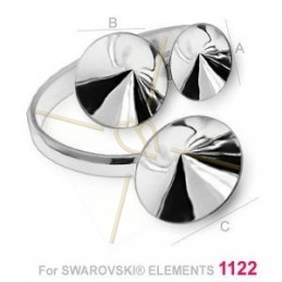 bague réglable argent .925 pour Swarovski 8-10-12mm 1122 rivoli