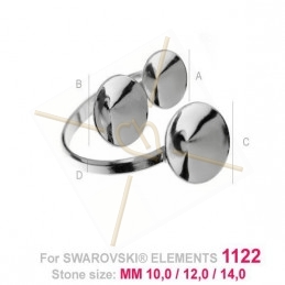 ring regelbaar zilver .925 voor Swarovski 10-12-14mm 1122 rivoli