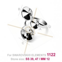 ring regelbaar zilver .925 voor Swarovski 08-10-12mm 1122 rivoli